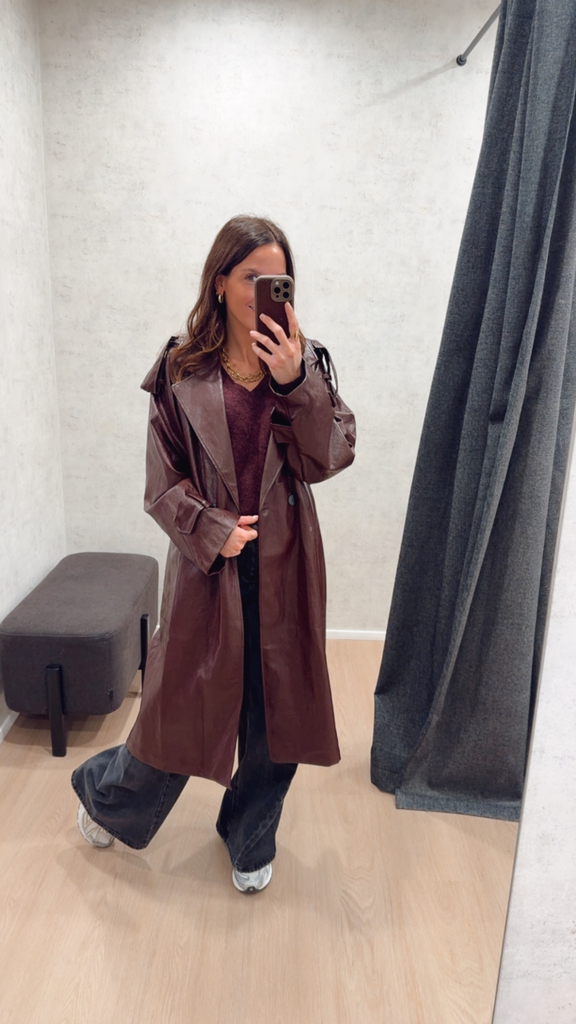 Veste longue Diane bordeaux 