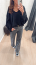 Jeans gris double boutons