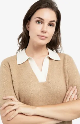 Pull camel col écru YAYA