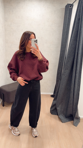 Sweat à strass bordeaux 