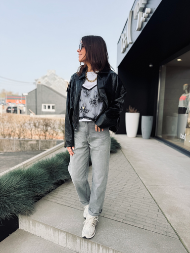 Veste Simili noir LUKA