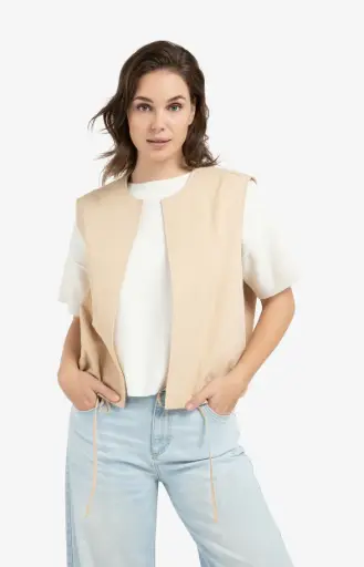 Veste s/manche beige YAYA