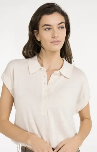 Polo en maille écru YAYA